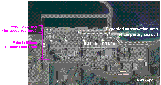 Overview of Expected Construction Area of Temporary Seawall at Fukushima Daiichi Nuclear Power Plant