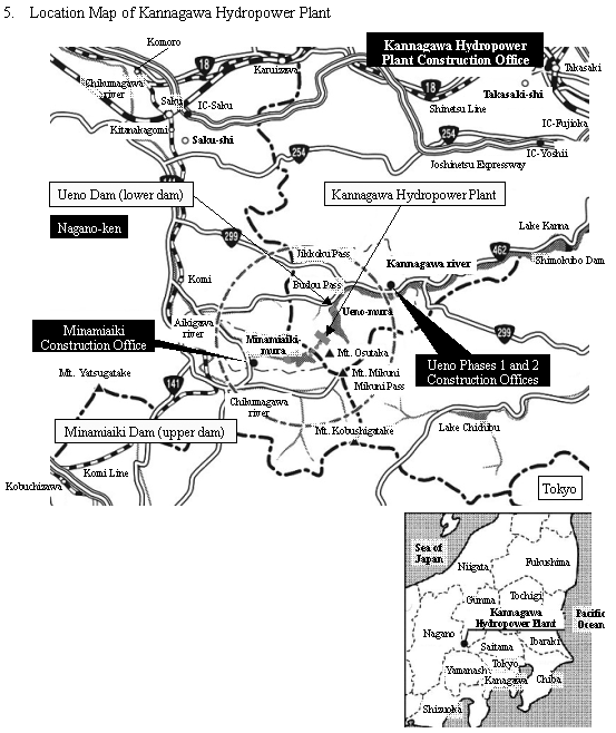 Location Map of Kannagawa Hydropower Plant