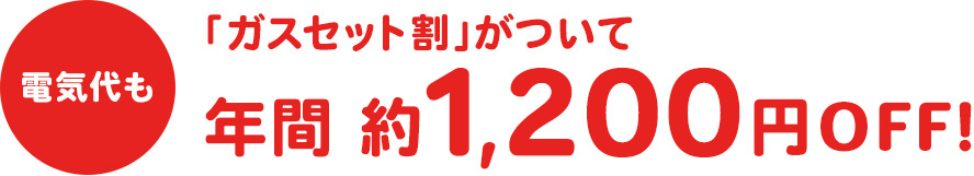 電気代も「ガスセット割」がついて年間1,200円OFF！
