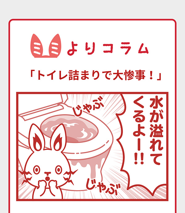 耳よりコラム「トイレ詰まりで大惨事！」 水が溢れてくるよー‼