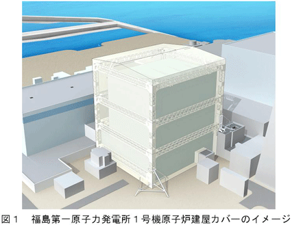 福島第一原子力発電所１号機原子炉建屋カバーのイメージ