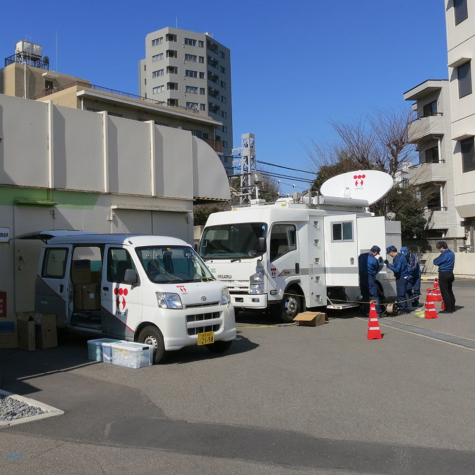 非常災害対策車の配備のようす