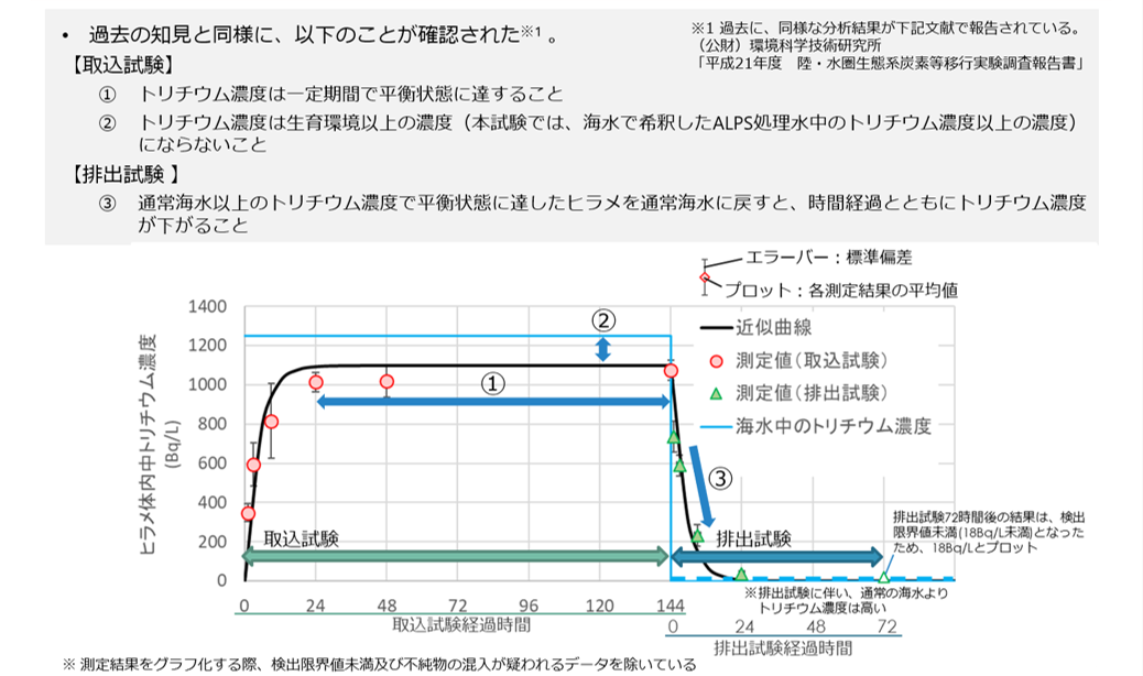 ヒラメ（トリチウム濃度1500Bq/L未満）のトリチウム濃度の測定結果と考察