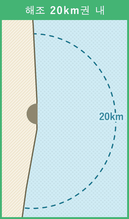 해조 20km권 내