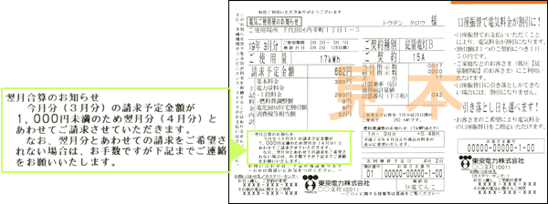 「電気ご使用量のお知らせ（検針票）」