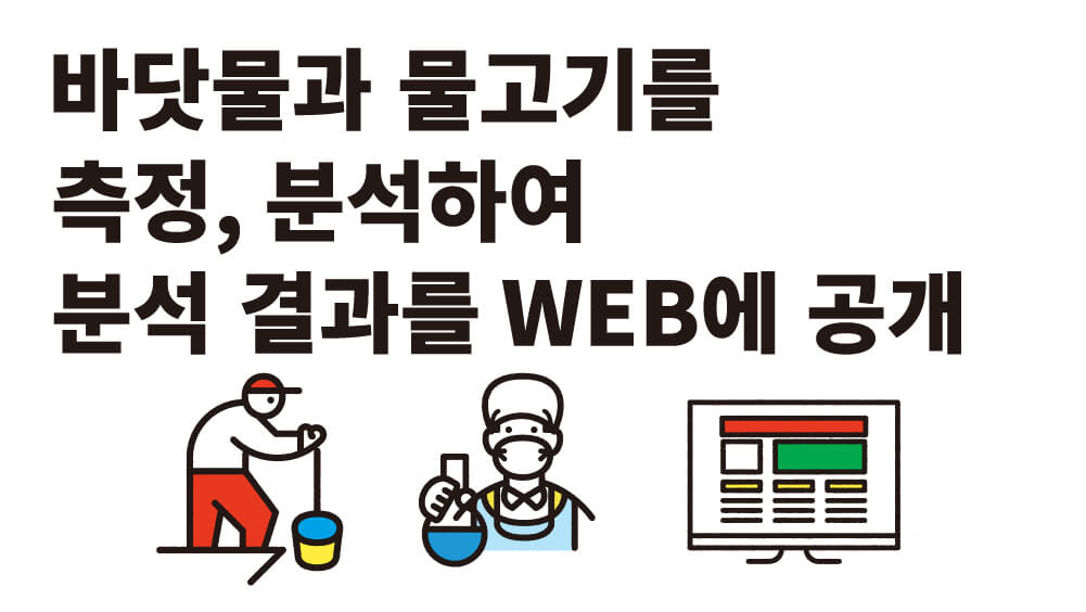 바닷물과 물고기를 측정, 분석하여 분석 결과를 WEB에 공개