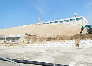 Seawall construction on Ominato side
