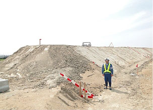 Cement improved soil embankment