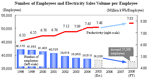 Number of Employees and Electricity Sales Volume per Employee
