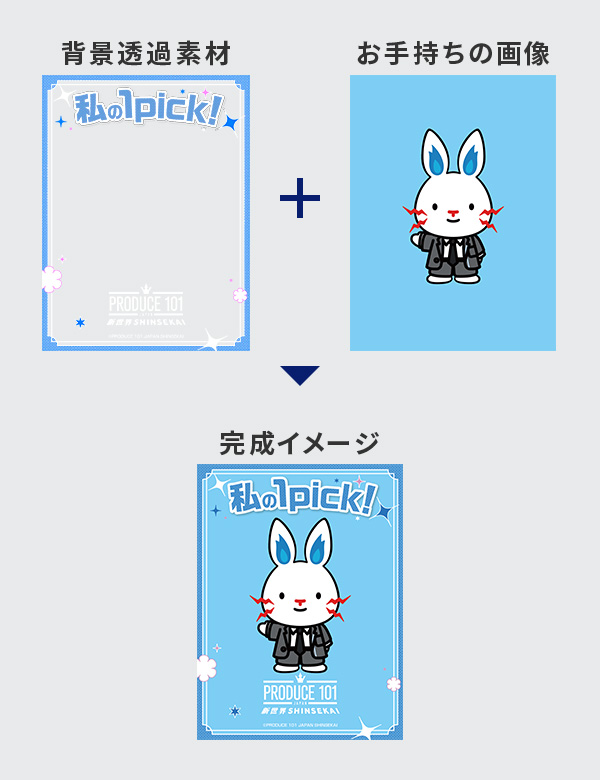 背景透過素材 + お手持ちの画像 > 完成イメージ