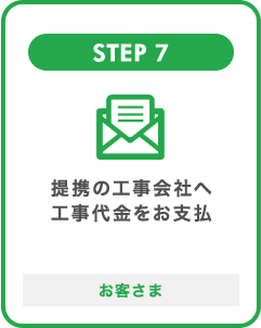 STEP 7 提携の工事会社へ工事代金をお支払 お客さま