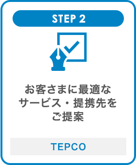 STEP2 お客さまに最適なサービス・提携先をご提案 TEPCO
