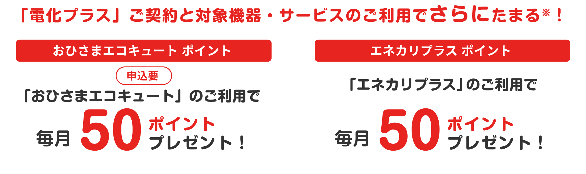 「電化プラス」ご契約と対象機器・サービスのご利用でさらにたまる※！