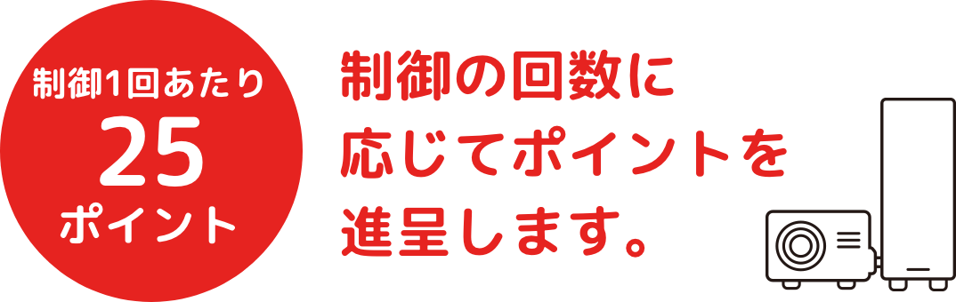 制御1回あたり25ポイント 制御の回数に応じてポイントを進呈します。