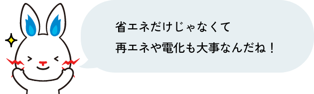省エネだけじゃなくて再エネや電化も大事なんだね！