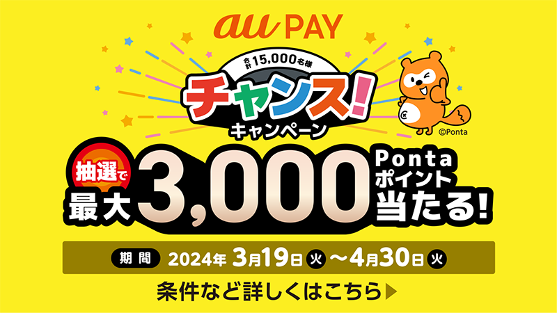 抽選で最大3000Pontaポイント