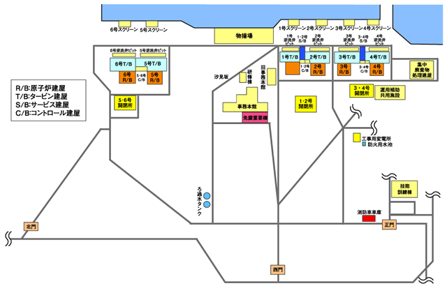 福島第一原子力発電所の構内図