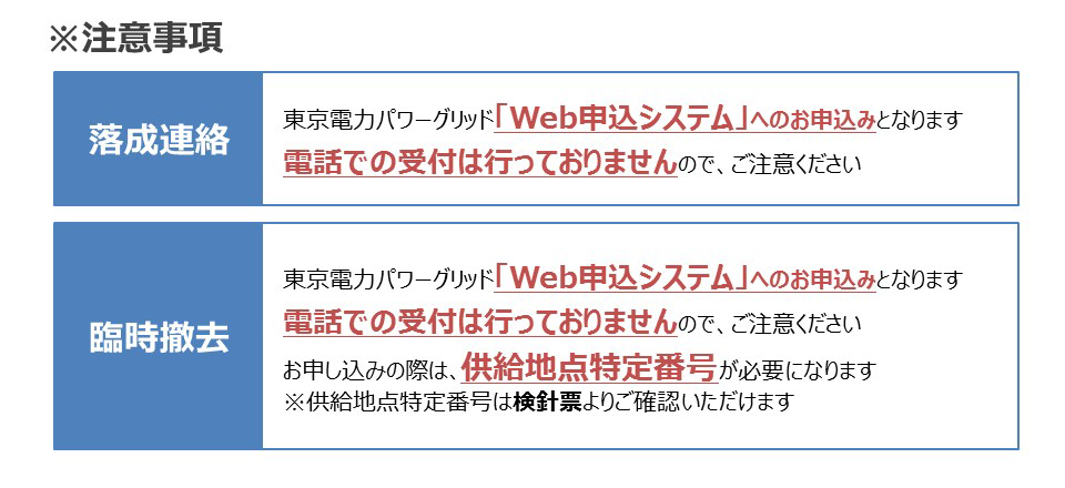 落成連絡・臨時撤去の注意事項