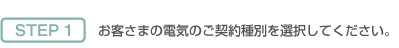 Point 1 お客様の電気のご契約種別を選択してください。