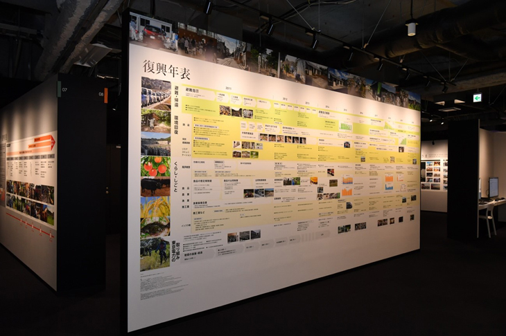 施設内には福島復興への軌跡をまとめた年表も掲示されている